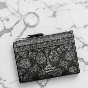 Coach Mini Skinny Id Case In Signature Canvas in Gunmetal Black CW966